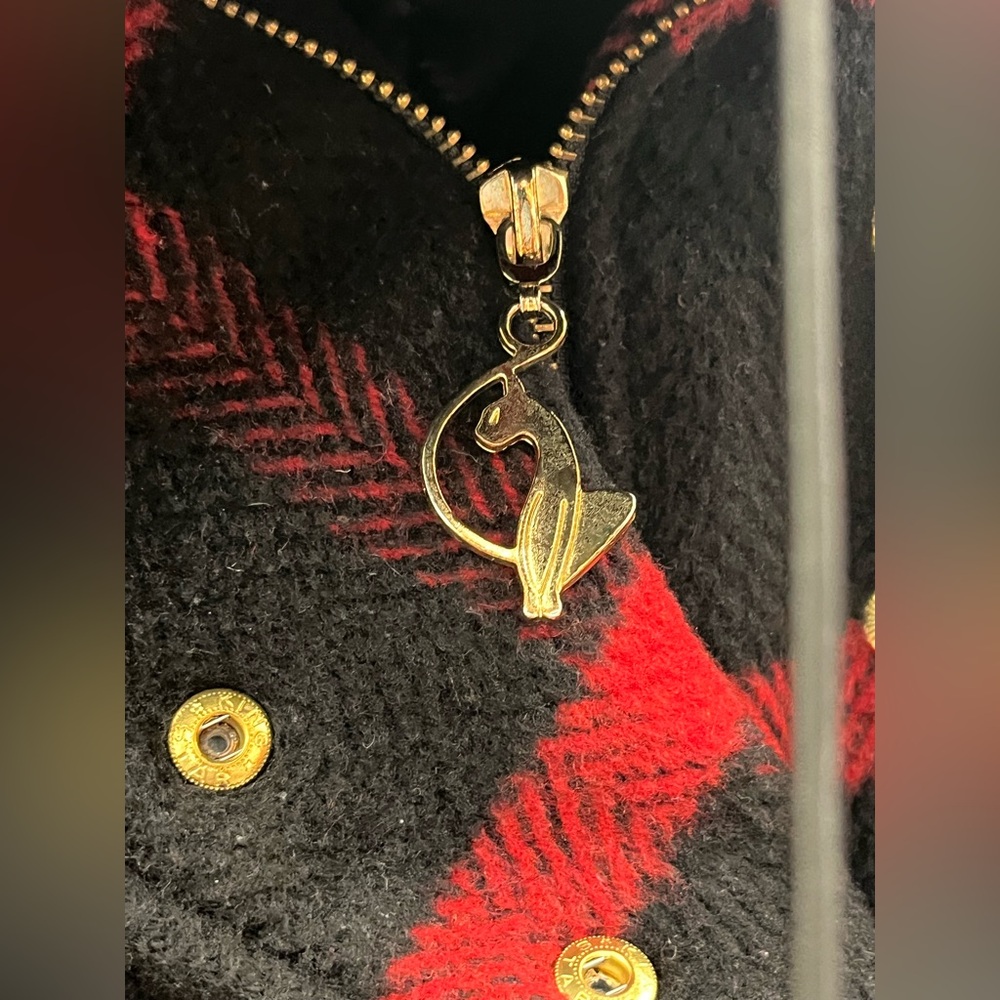 Baby Phat Red and Black Plaid Pea Coat With A Hood - XL - Picture 3 of 13